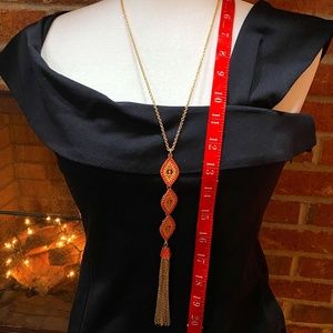 INC Gold-tone Coral Tassel Pendant Necklace
